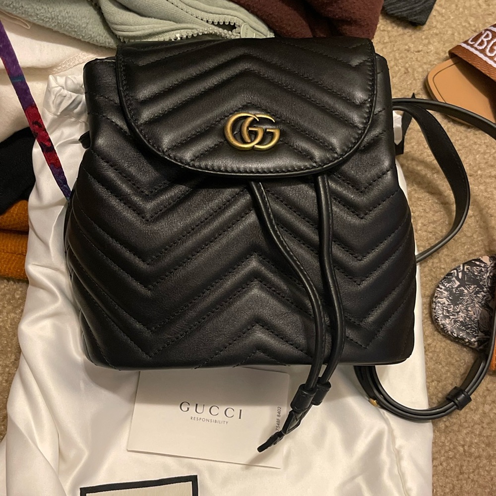 Black Gucci Marmont Small Backpack Authentic